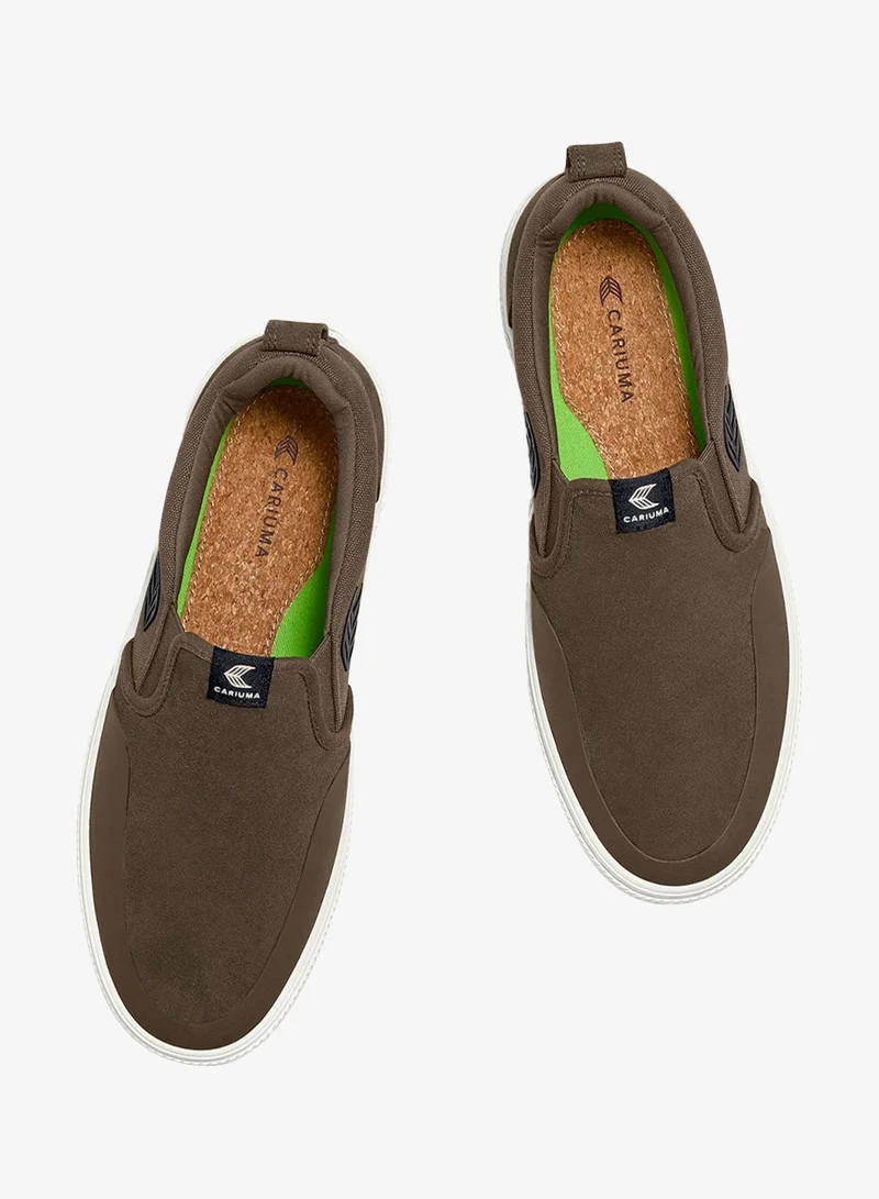 Cariuma  SLIP-ON PRO Dark Khaki Suede and Canvas Black Logo Sneaker  | Best Price UAE