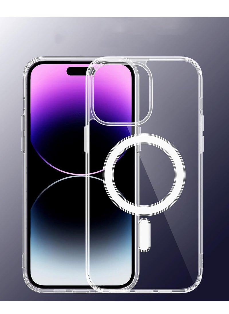 Case Clear Magnetic Case for iPhone 15 Pro Max 6.7 Inches, Compatible with Magsafe, Slim, Ultra Thin, Soft, Transparent, Silicone, TPU, Shockproof Mobile Phone Case, Scratch-Resistant, Non-Slip  - Image 1