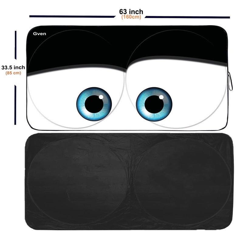 Güvenç Gven- The Original Car Eyes Windshield Sun Shade 2025 Windshield Cover Automotive Interior Sun Protection Front Sun Visor Protector Blocks UV Rays Keep Your Vehicle Cool (Black, L) - Image 2
