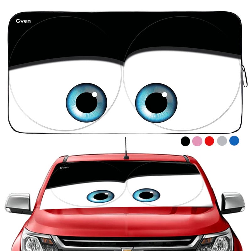 Güvenç Gven- The Original Car Eyes Windshield Sun Shade 2025 Windshield Cover Automotive Interior Sun Protection Front Sun Visor Protector Blocks UV Rays Keep Your Vehicle Cool (Black, L) - Image 1