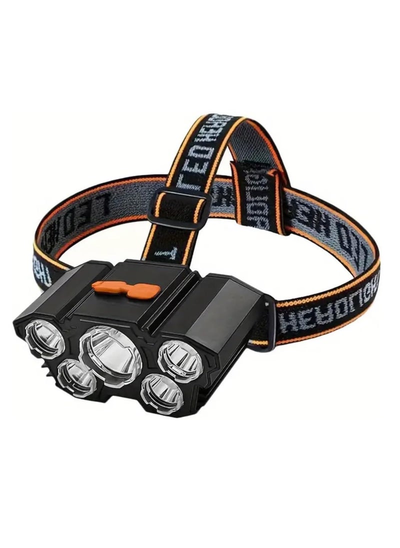 RACO RACO USB Rechargeable Headlights, 5 LED Head Flashlight, Camping Headlight, 4 Modes, Suitable for Camping, Running, Climbing, Biking, Fishing  - Image 1