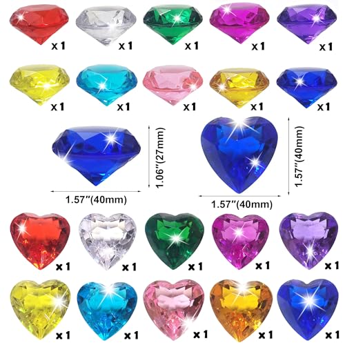 AiFanS 20PCS Diving Gems Pool Toys Colorful Diamond and Hearts Underwater Swim Training Gift for Kids Summer Water Pool Game Set - Image 5
