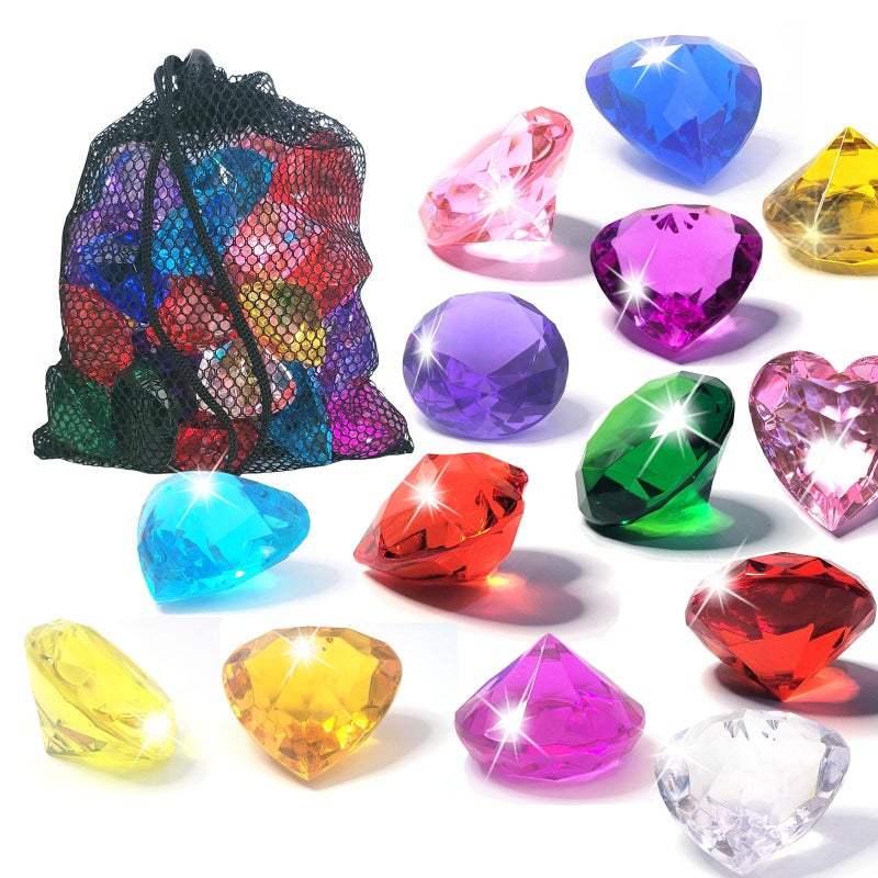 AiFanS 20PCS Diving Gems Pool Toys Colorful Diamond and Hearts Underwater Swim Training Gift for Kids Summer Water Pool Game Set - Image 3