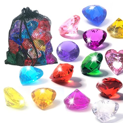 AiFanS 20PCS Diving Gems Pool Toys Colorful Diamond and Hearts Underwater Swim Training Gift for Kids Summer Water Pool Game Set - Image 1