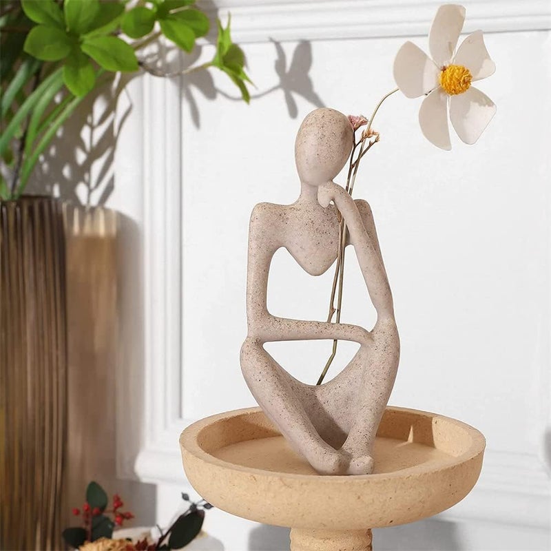 neotimely Thinker Statues and Sculptures, Sandstone Resin Thinker Statue Ornaments, Abstract Style Sculptures, Statue Collectible, Housewarming Gifts, Living Room Dining Desk Decorations (Sandstone, Right) - Image 4