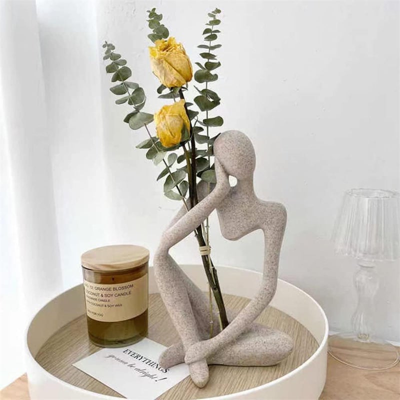 neotimely Thinker Statues and Sculptures, Sandstone Resin Thinker Statue Ornaments, Abstract Style Sculptures, Statue Collectible, Housewarming Gifts, Living Room Dining Desk Decorations (Sandstone, Right) - Image 1