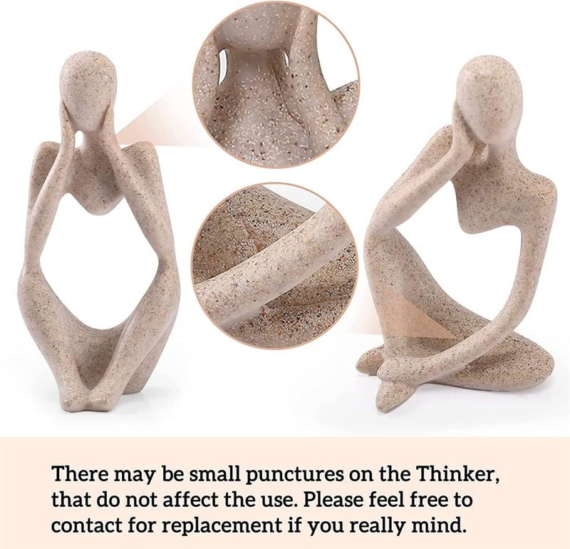 neotimely Thinker Statues and Sculptures, Sandstone Resin Thinker Statue Ornaments, Abstract Style Sculptures, Statue Collectible, Housewarming Gifts, Living Room Dining Desk Decorations (Sandstone, Right) - Image 5