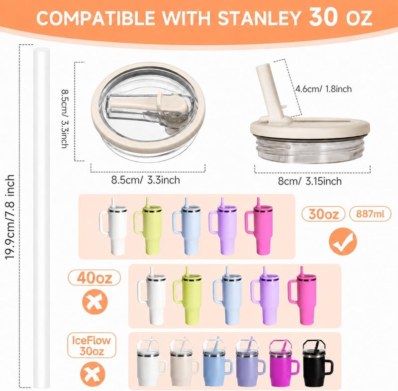 Langthering 2 Pack 30 oz Leak Proof Lid for Stanley Cup, Flip Straw Lid Replacement Tumbler No Spill Cover Top for Stanley Protour Accessories (Cream & Cream) - Image 2