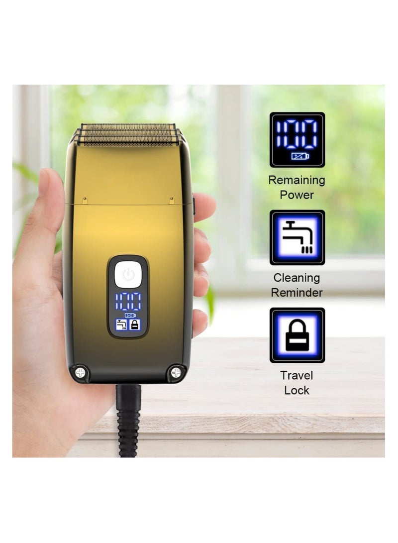 Zikra Triple Blades Electric Shaver, Cordless Precision Rechargeable Beard Trimmer, Washable, USB, Shaver Razor for Men Close Bald Head Barber Shaver Trimmer Waterproof Wet and Dry ( Gold ) - Image 1