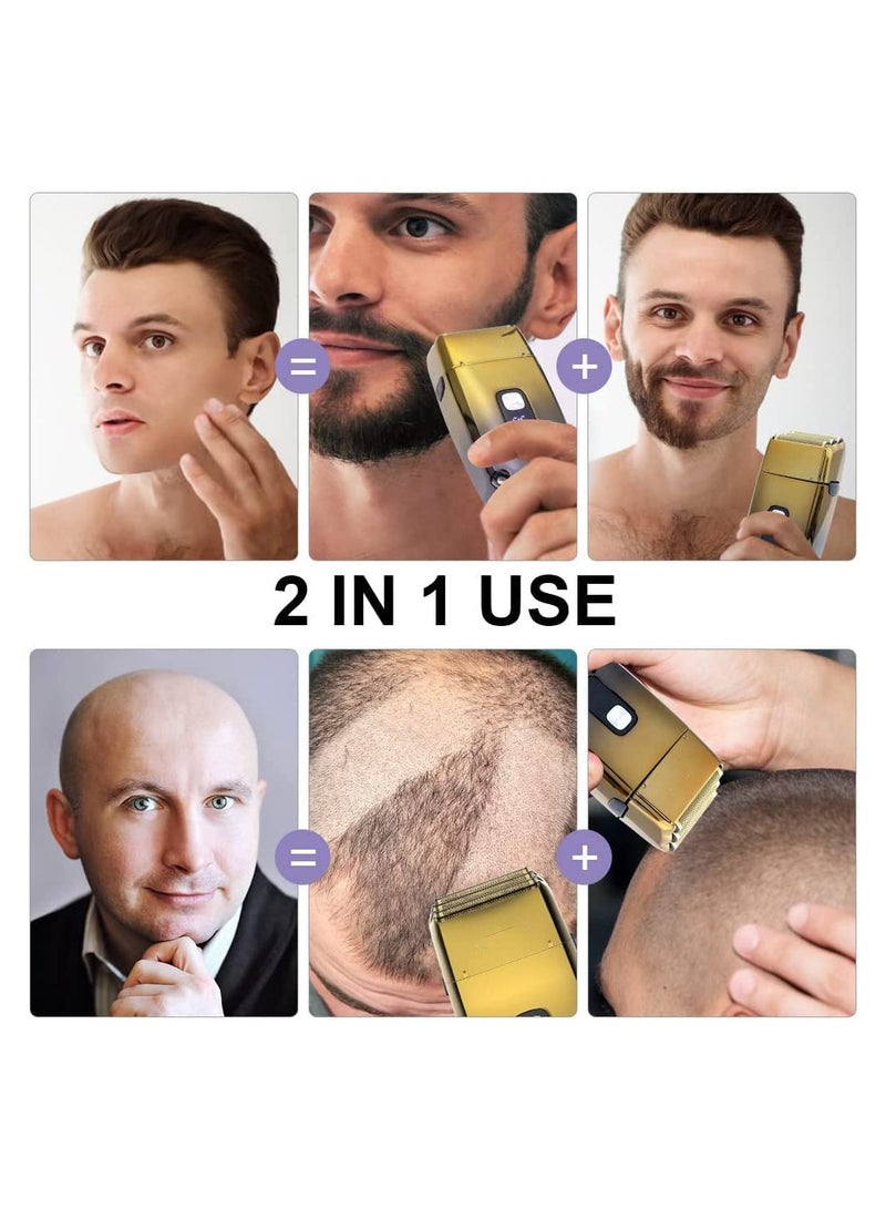 Zikra Triple Blades Electric Shaver, Cordless Precision Rechargeable Beard Trimmer, Washable, USB, Shaver Razor for Men Close Bald Head Barber Shaver Trimmer Waterproof Wet and Dry ( Gold ) - Image 5