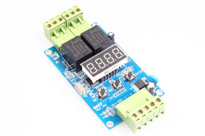 NOYITO 2-Channel Programmable Time Relay Module Dual Relays Triggered in Turn or Individually 2-Channel 0-99.9V Voltage Detection Control Board Cyclic Timing On Off (24V) - Image 1