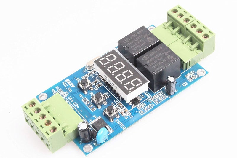 NOYITO 2-Channel Programmable Time Relay Module Dual Relays Triggered in Turn or Individually 2-Channel 0-99.9V Voltage Detection Control Board Cyclic Timing On Off (24V) - Image 2