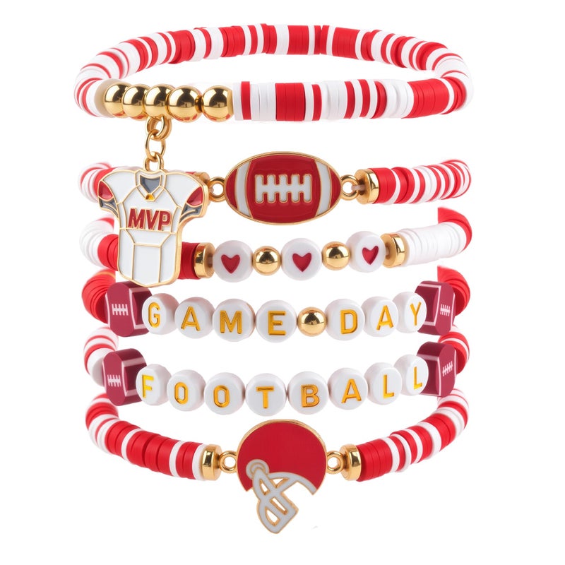 OHOME Football Party Decorations for Super Game Bowl 2026-6 Pack Red Bracelets for Women | Football Party Favors Supplies Accessories Decor Gifts - Game Day Sport Outfits Dresses Shits - Image 1