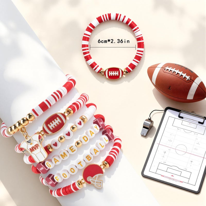 OHOME Football Party Decorations for Super Game Bowl 2026-6 Pack Red Bracelets for Women | Football Party Favors Supplies Accessories Decor Gifts - Game Day Sport Outfits Dresses Shits - Image 2