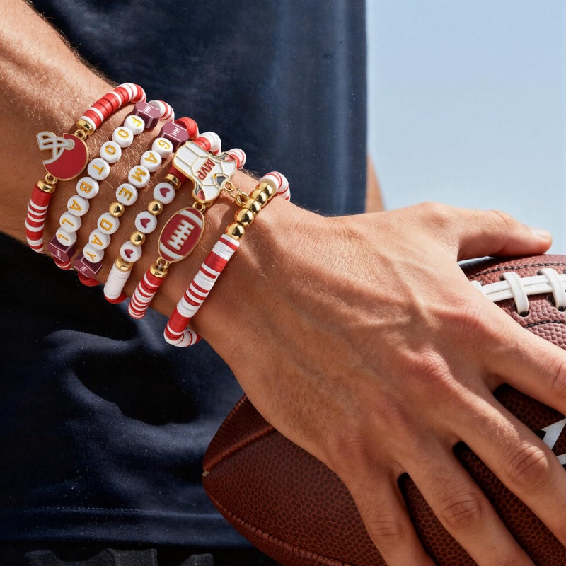 OHOME Football Party Decorations for Super Game Bowl 2026-6 Pack Red Bracelets for Women | Football Party Favors Supplies Accessories Decor Gifts - Game Day Sport Outfits Dresses Shits - Image 3