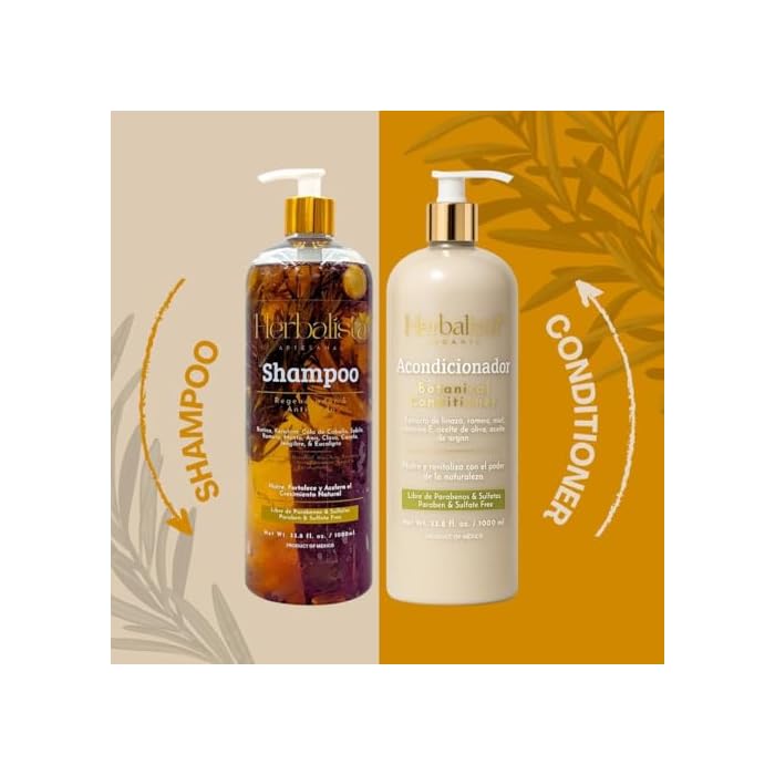 New Viral Herbal Hair Care 2 Pack Bundle – Shampoo & Conditioner Set 33 fl oz (1000ml) Each – With Real Botanicals – Strengthens Nourishes & Smooths – 100% Natural & Handcrafted - Image 5