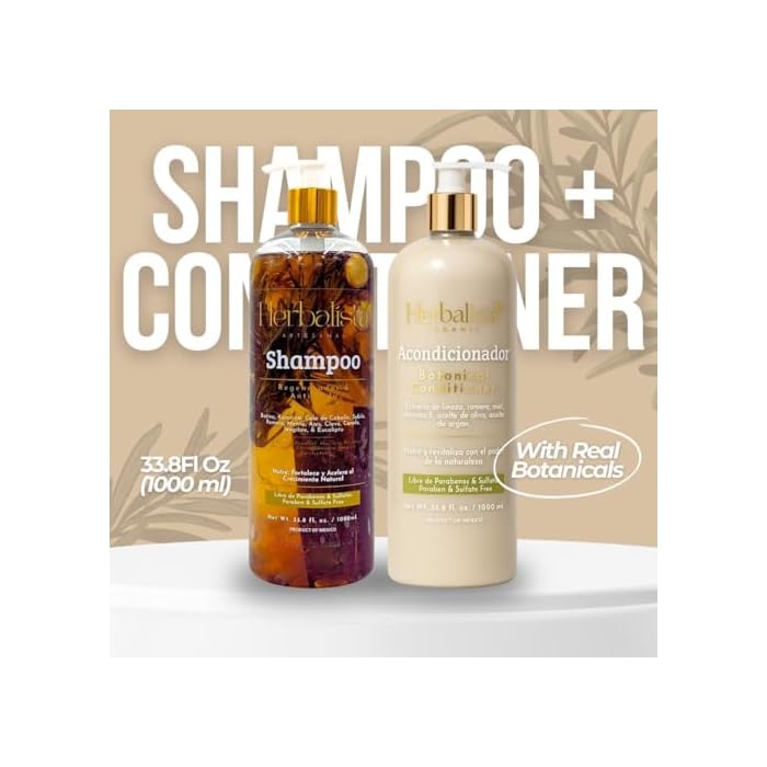 New Viral Herbal Hair Care 2 Pack Bundle – Shampoo & Conditioner Set 33 fl oz (1000ml) Each – With Real Botanicals – Strengthens Nourishes & Smooths – 100% Natural & Handcrafted - Image 3