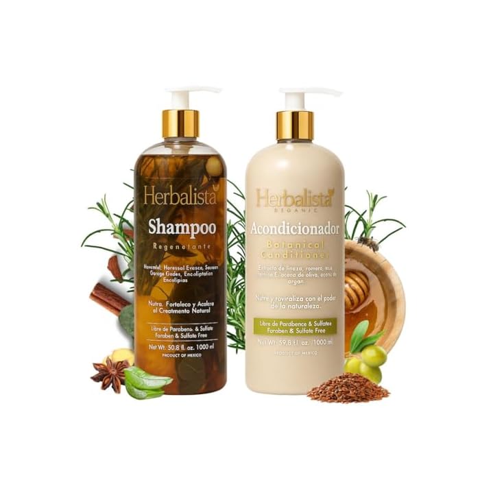 New Viral Herbal Hair Care 2 Pack Bundle – Shampoo & Conditioner Set 33 fl oz (1000ml) Each – With Real Botanicals – Strengthens Nourishes & Smooths – 100% Natural & Handcrafted - Image 1
