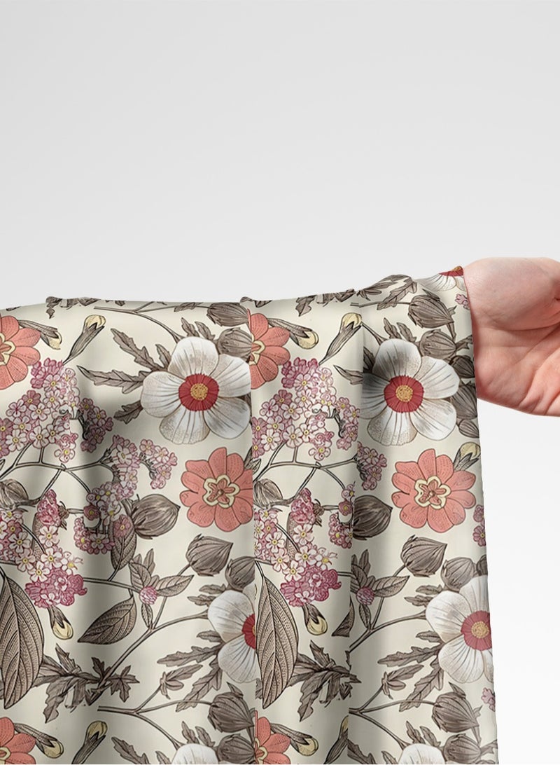 فيلاتو Ø¬Ù„Ø§Ø¨ÙŠØ© Ù…Ø®ÙˆÙŠØ± Ù…Ù† Ù‚Ù…Ø§Ø´ Ø­Ø±ÙŠØ± Ø§Ù„Ù„ÙŠÙ„ Ø¹Ø±Ø§Ù…Ù†ÙŠ Ø¨Ø§Ù„ÙŠØ§Ø±Ø¯Ø©ØŒ Ø¨ÙŠØ¬ØŒ ÙˆØ±Ø¯ÙŠØŒ Ø¨Ù†Ù‚Ø´Ø© Ø²Ù‡ÙˆØ±ØŒ Ø®ÙŠØ§Ø·Ø©ØŒ Ø¹Ø±Ø¶ 58 Ø¨ÙˆØµØ© - Image 1