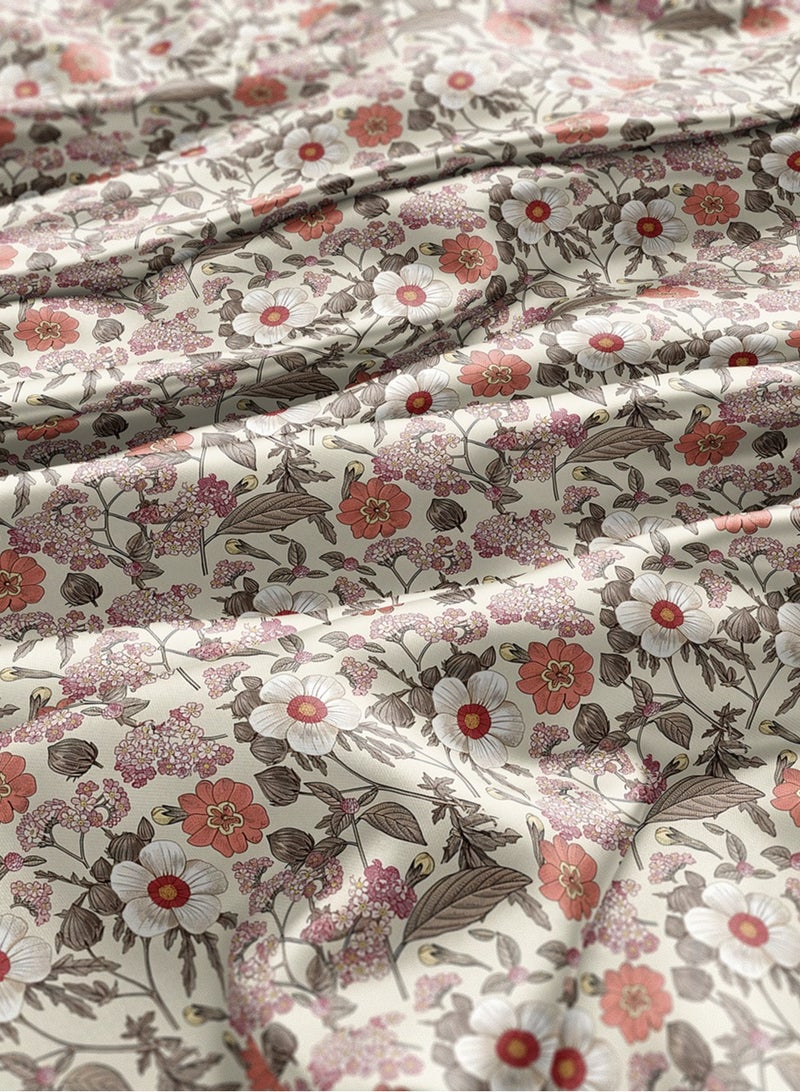 فيلاتو Ø¬Ù„Ø§Ø¨ÙŠØ© Ù…Ø®ÙˆÙŠØ± Ù…Ù† Ù‚Ù…Ø§Ø´ Ø­Ø±ÙŠØ± Ø§Ù„Ù„ÙŠÙ„ Ø¹Ø±Ø§Ù…Ù†ÙŠ Ø¨Ø§Ù„ÙŠØ§Ø±Ø¯Ø©ØŒ Ø¨ÙŠØ¬ØŒ ÙˆØ±Ø¯ÙŠØŒ Ø¨Ù†Ù‚Ø´Ø© Ø²Ù‡ÙˆØ±ØŒ Ø®ÙŠØ§Ø·Ø©ØŒ Ø¹Ø±Ø¶ 58 Ø¨ÙˆØµØ© - Image 3