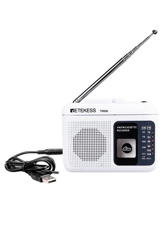 NIBEMINENT Mini Portable Telescopic Antenna Radio TR606 Black/White/Silver - Image 1