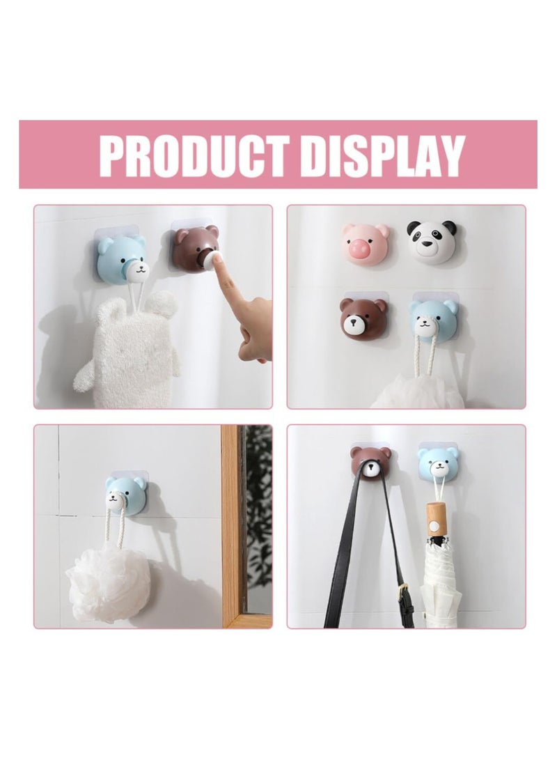 SYOSI Creative Adhesive Coat Hook, 4pcs Cute Animal Key Hooks, Wall Mounted Hooks for Keys, Towels, and Accessories, Pop-up Key Holder for Bedroom, Bathroom, Dorm, or Office - Image 5