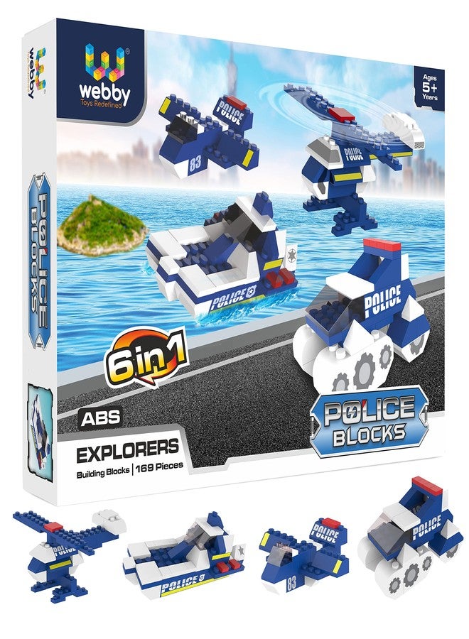Webby 6 in 1 Police ABS Building Blocks Kit, Adventure Play Set, Fun Creative Toy Set for 5+ Years Kid (169 Pcs) Multicolor - Image 1