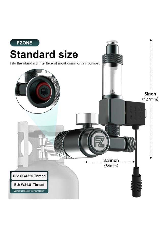 Fzone Aquarium CO₂ Regulator, Aquarium CO₂ System Mini Kit with Diffuser, Upgraded DC Solenoid and Bubble Counter Check Valve, for Establishing CO₂ System in Aquatic Plant Tank - Image 3