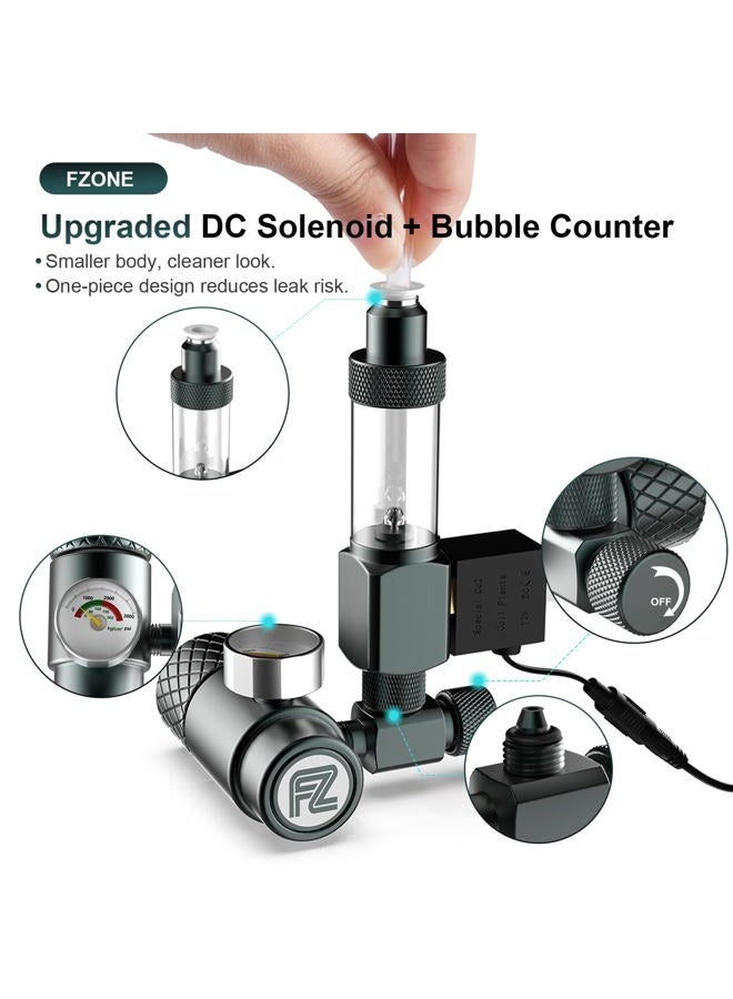 Fzone Aquarium CO₂ Regulator, Aquarium CO₂ System Mini Kit with Diffuser, Upgraded DC Solenoid and Bubble Counter Check Valve, for Establishing CO₂ System in Aquatic Plant Tank - Image 4