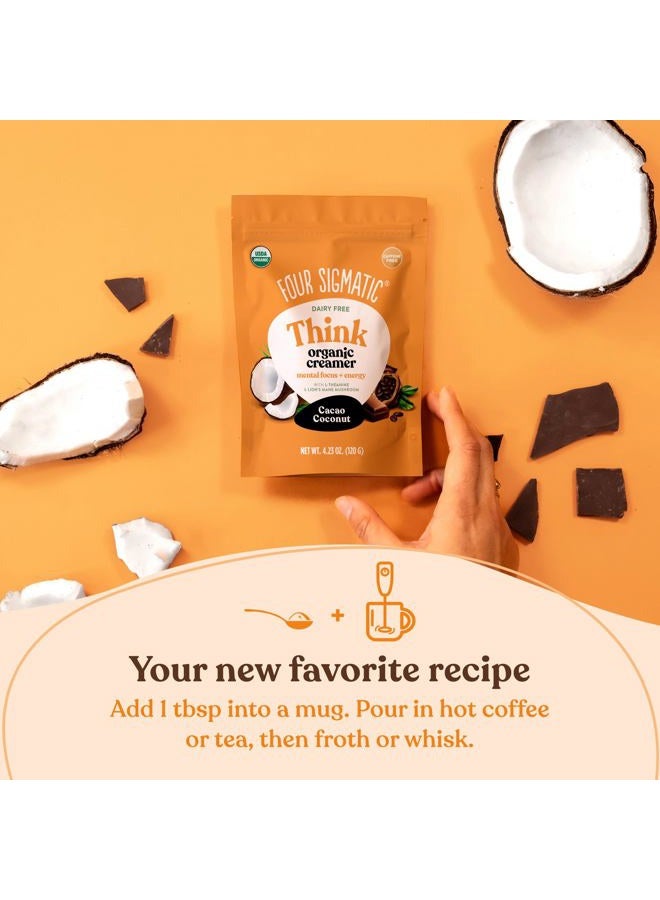 Four Sigmatic Think Cacao Coconut Coffee Creamer | Organic Non Dairy Coffee Creamer with Lion's Mane and Vitamin B12 | Chocolate, 4.23 oz - Image 2