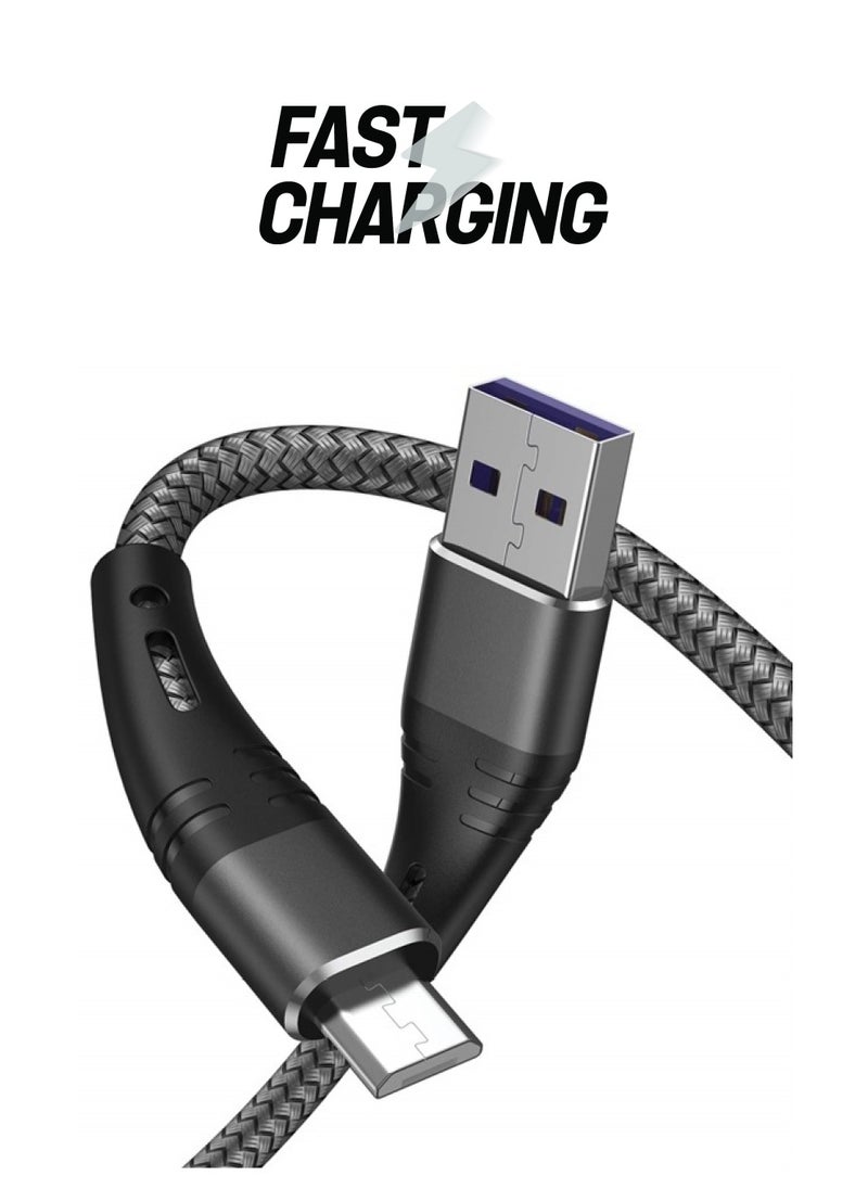SMALLElectric Micro USB Cable 10ft Android Phone Charger 2-Pack Extra Long Nylon Braided Fast Durable Charging Cord for Samsung Galaxy S7 S6 Edge J7 S5,Note 5 4,LG,HTC,Sony,Xbox One, PS4,Kindle,MP3,Tablet(Gray)  - Image 1
