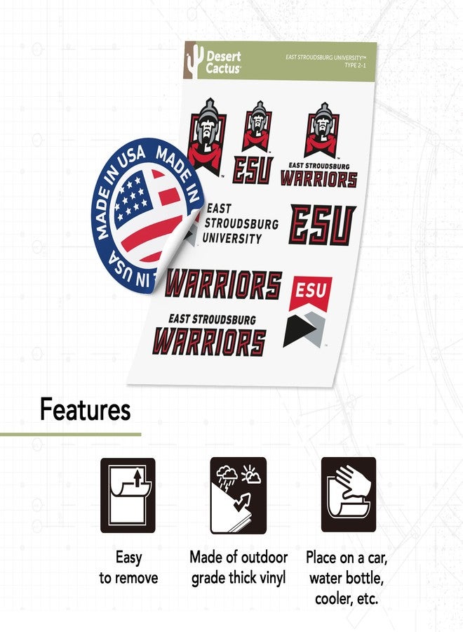 Desert Cactus East Stroudsburg University of Pennsylvania ESU Warriors Sticker Vinyl Decals Laptop Water Bottle Car Scrapbook Sheet T2 (Type 2) - Image 4
