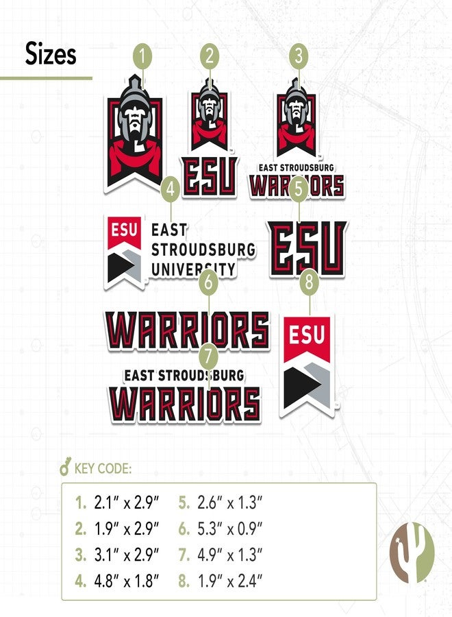 Desert Cactus East Stroudsburg University of Pennsylvania ESU Warriors Sticker Vinyl Decals Laptop Water Bottle Car Scrapbook Sheet T2 (Type 2) - Image 3