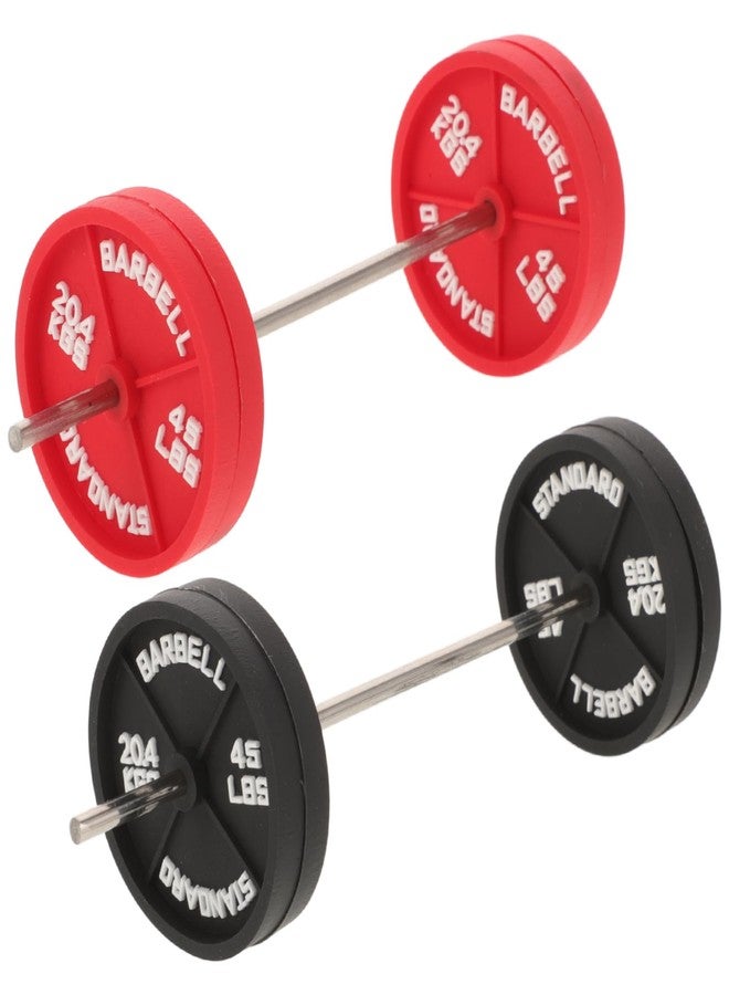 JOINPAYA 2pcs Miniature Dollhouse Gym Decoration: Lifelike Barbell Models, Cute Mini Barbell for Realistic Workout Scenes, Novelty Present, Assorted Colors - Image 1