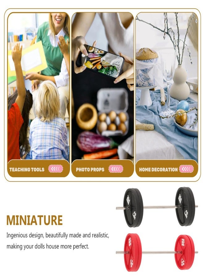 JOINPAYA 2pcs Miniature Dollhouse Gym Decoration: Lifelike Barbell Models, Cute Mini Barbell for Realistic Workout Scenes, Novelty Present, Assorted Colors - Image 2