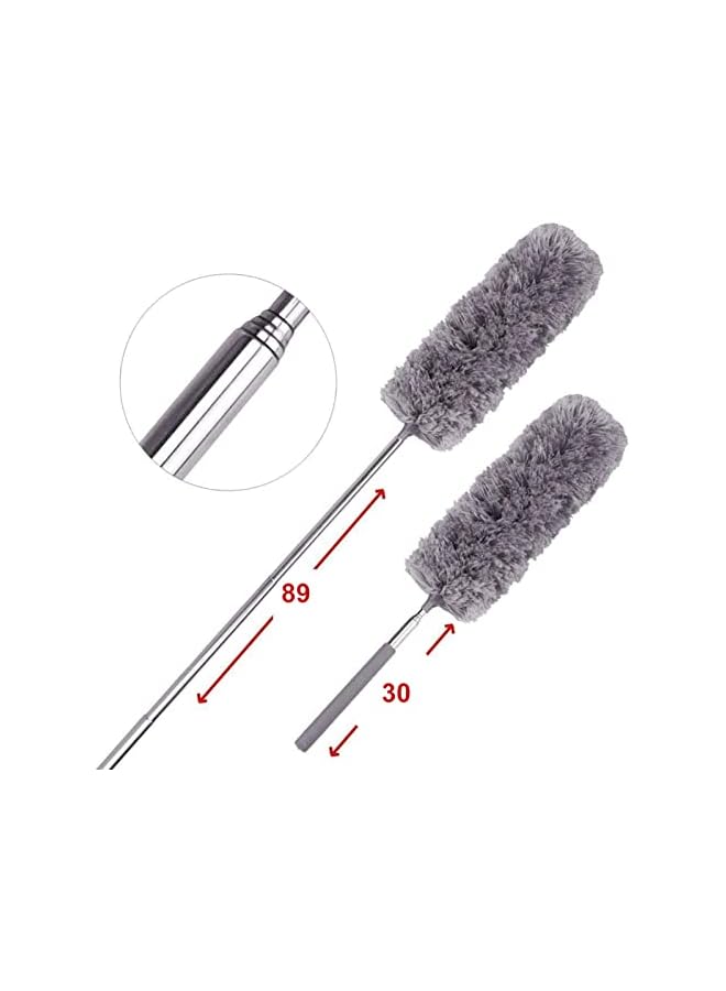 PROMASS 2Pcs Creative Stretch Extend Microfiber Dust Shan Adjustable Feather Duster Household Dusting Brush, Extra Long 100 inches Feather Duster for Cleaning High Ceiling Fan, Interior Roof, Cobweb, Gap Dust - Image 2
