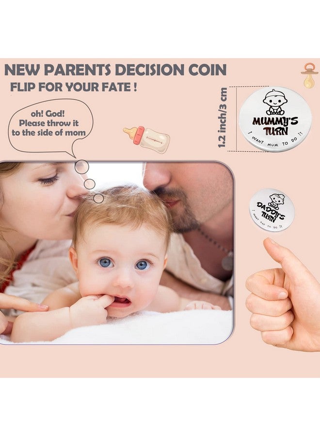 MYPAWLETS New Baby Gifts for New Parents Mom Daddy Funny Double-Sided Silver Decision Coin with Handmade Wooden Box Pregnant Gifts for First Time Moms Keepsake for Baby Memory - Image 2