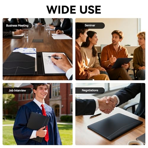 WRIYES Professional Padfolio Portfolio Folder – Faux Leather Resume Organizer with Document Pockets, Card Slots & Pen Holder – Interview Folder for Job Seekers, Students & Office Meetings - Image 5