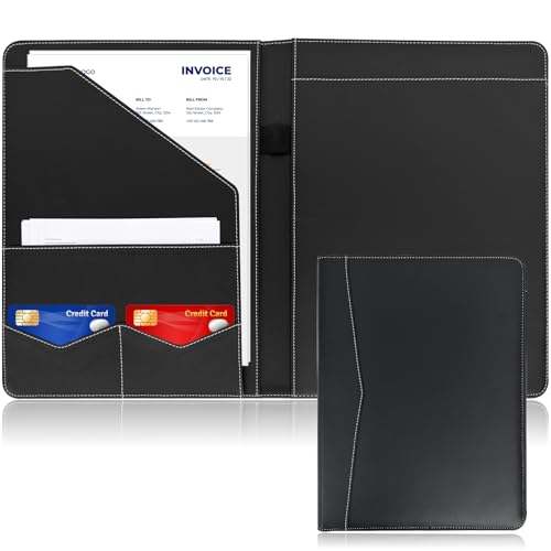WRIYES Professional Padfolio Portfolio Folder – Faux Leather Resume Organizer with Document Pockets, Card Slots & Pen Holder – Interview Folder for Job Seekers, Students & Office Meetings - Image 1