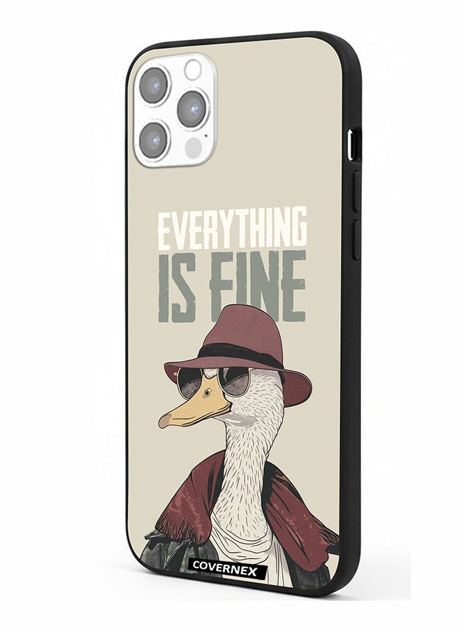 Covernex Apple iPhone 12 Pro Protective Case Cover Printed Featuring Everything is Fine Stylish Ostrich - Image 1