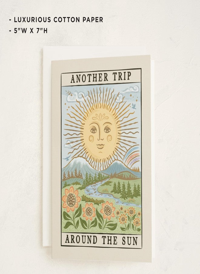 Minted Golden Sun Tarot Birthday Card for Men Women Friends, Celestial Sun Illustration Birthday Greeting, Premium 5x7 Card with Envelope, Mystical Nature Inspired Design with Happy Birthday Message - Image 4