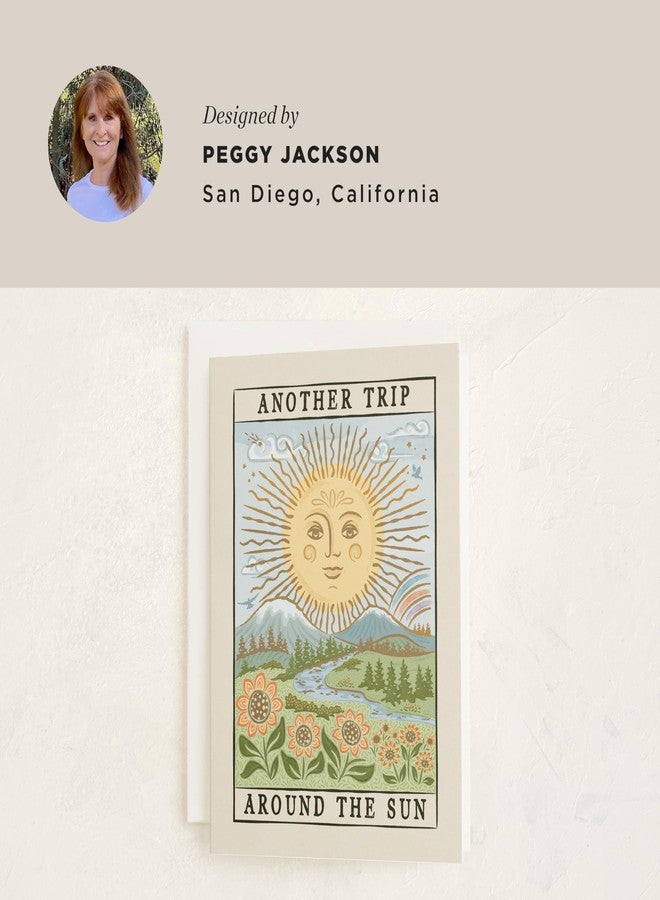 Minted Golden Sun Tarot Birthday Card for Men Women Friends, Celestial Sun Illustration Birthday Greeting, Premium 5x7 Card with Envelope, Mystical Nature Inspired Design with Happy Birthday Message - Image 5