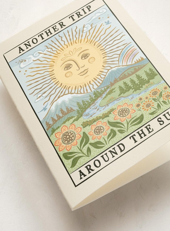 Minted Golden Sun Tarot Birthday Card for Men Women Friends, Celestial Sun Illustration Birthday Greeting, Premium 5x7 Card with Envelope, Mystical Nature Inspired Design with Happy Birthday Message - Image 2