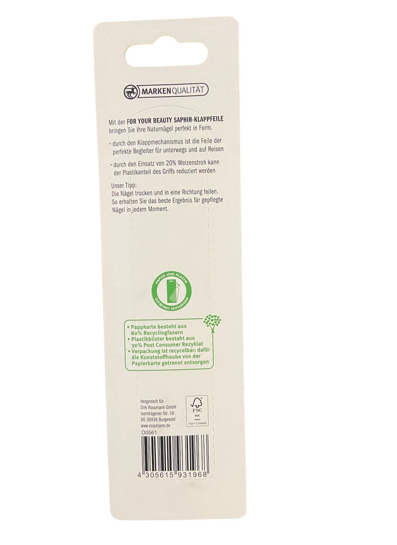 ROSSMANN - German Brand-Sapphire Folding Nail File – Compact and Eco-Friendly Nail Care Solution - Image 1