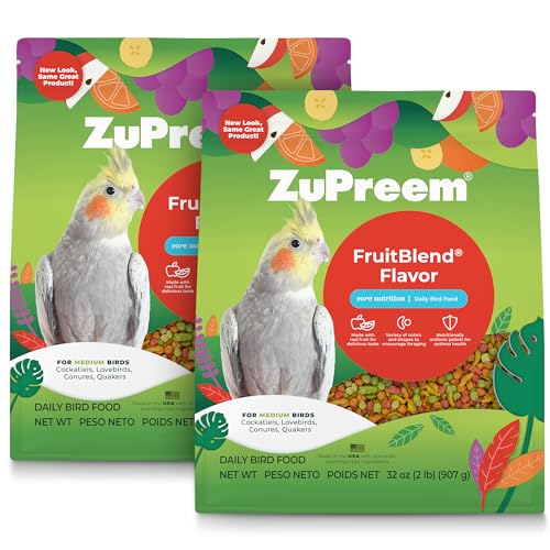 ZuPreem FruitBlend Flavor Pellets Bird Food for Medium Birds, 2 lb (Pack of 2) - Daily Blend Made in USA for Cockatiels, Quakers, Lovebirds, Small Conures - Image 1