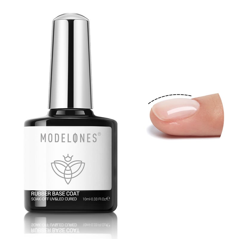 modelones Rubber Builder Gel Base Coat for Nails, Clear Rubber Base Gel Nail Polish for Strengthen/Apex Building/Enhance/Reinforced Long Lasting Fiber Protect Soak Off U V LED Gift for Thin Weak Nails - Image 1