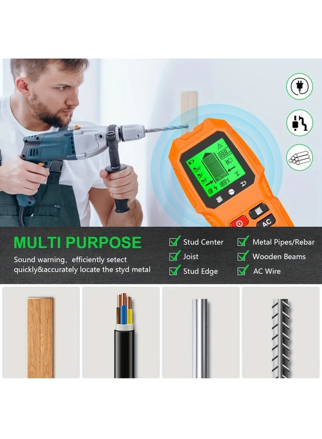 White 7 In 1 Wall Scanner With LCD Display Stud Detector For Wood Metal Pipes - Image 4
