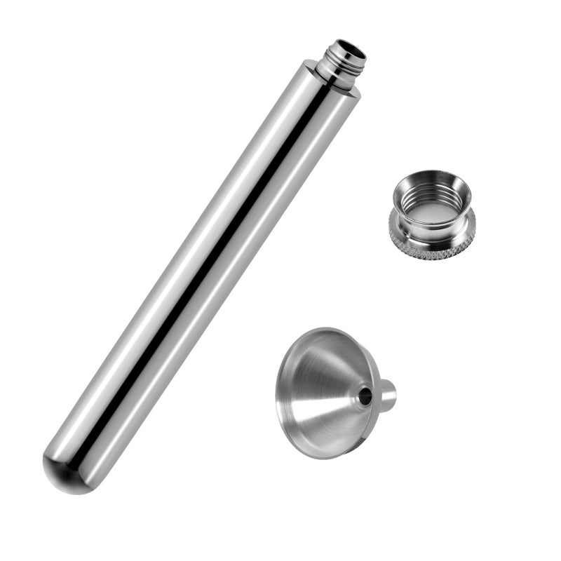 RAYNAG 2 oz Mini Stainless Steel Flask  Funnel Set Pocket Hip Flask Liquor Bottle Cylinder Silver