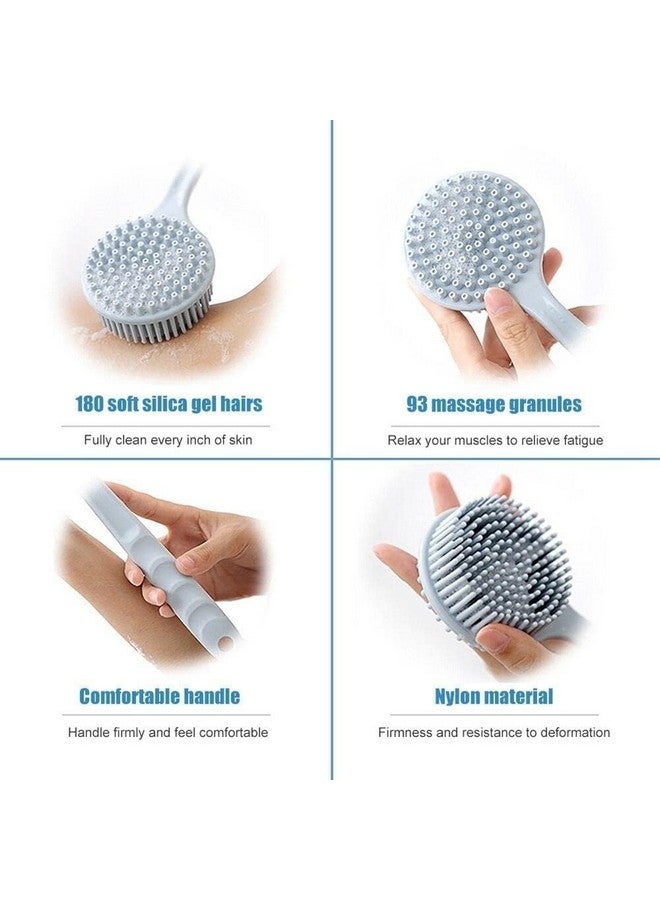 TRIONZZA Massage Brush Bathing Brush Practical Back Cleaning Scrubber Silicone Bath Brush Multi-Function Body Long Handle Double-Sided Shower Brush Back Massage Exfoliation Wisp Body Scrub Brush - Image 5