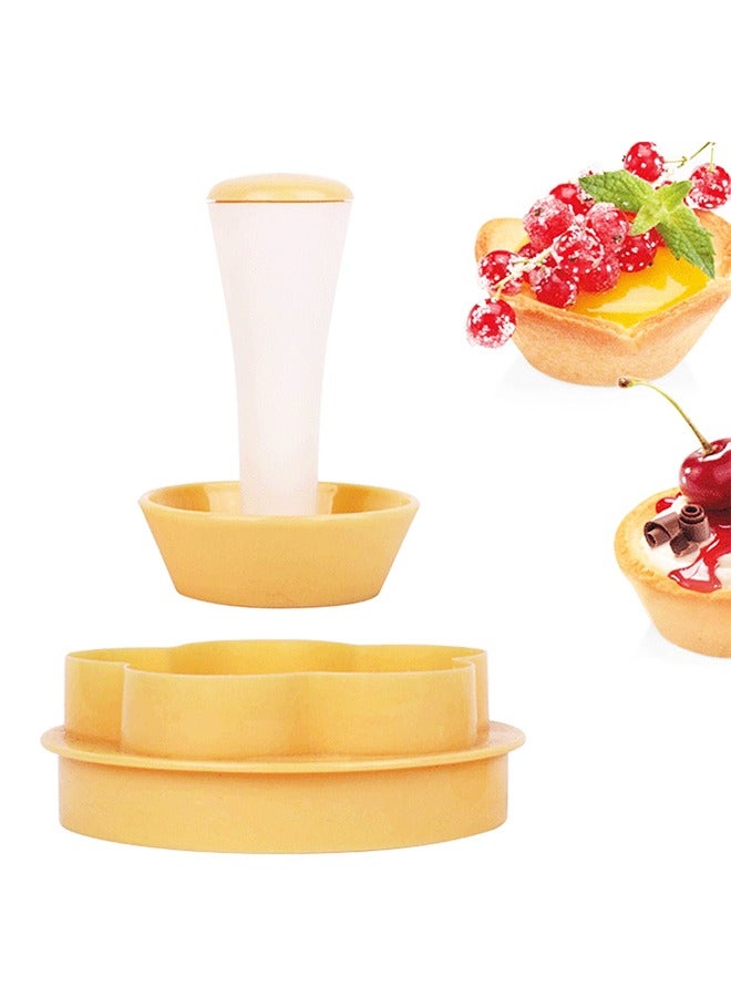 Pastry Dough Tamper Kit, Flower Round Cookie Cutters, Press for Baking Biscuit Cupcake Muffin Mini Pie Kitchen Tools  - Image 1